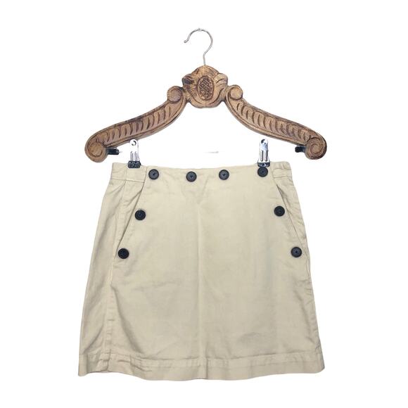 Jack Wills Skirt Beige Button Accent Mini with Pockets Cotton Canvas xs